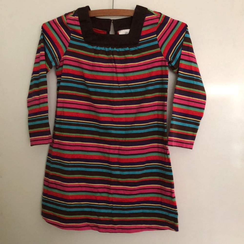 Hanna Andersson Brown Stripe Long Sleeve Dress 120